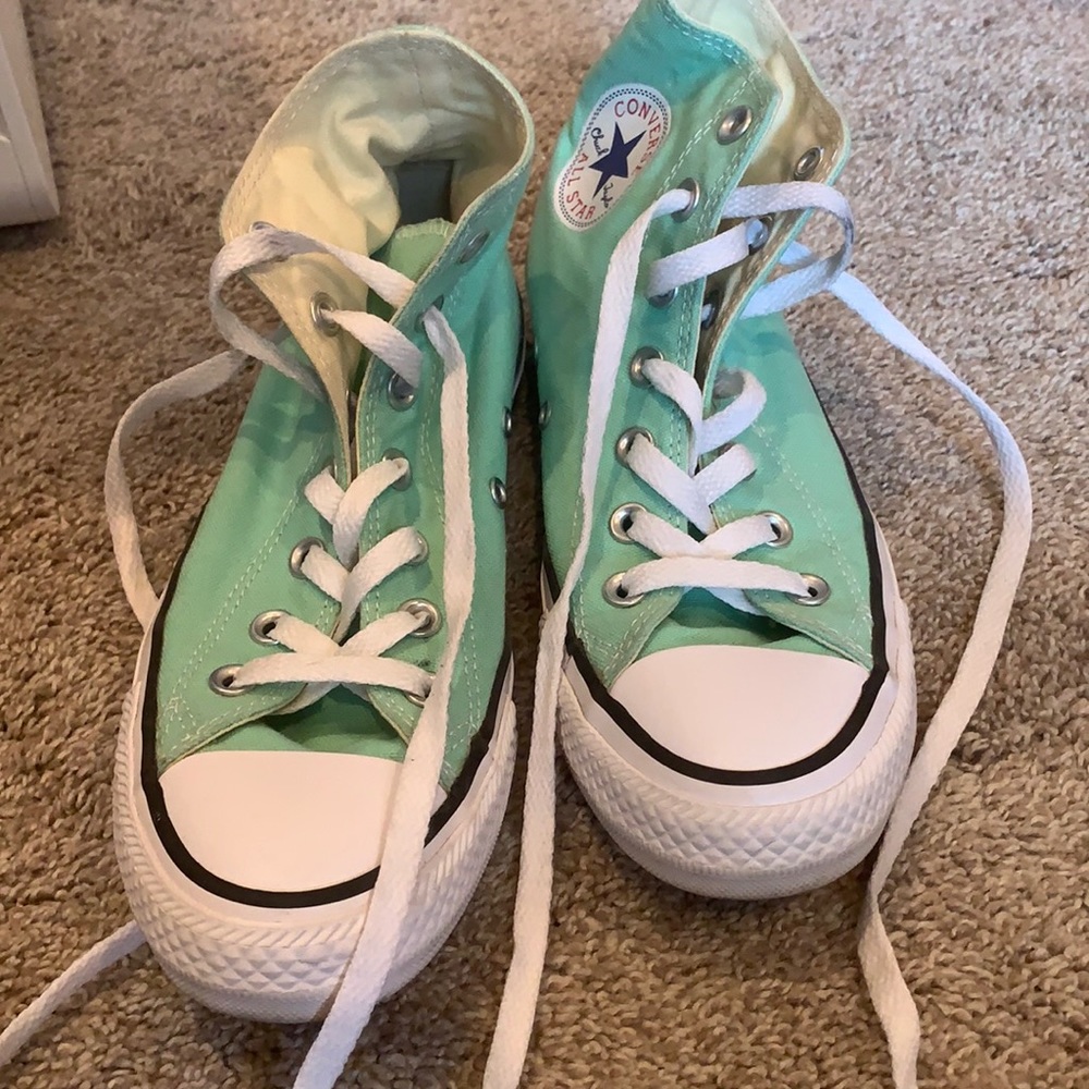seafoam green hightop converse